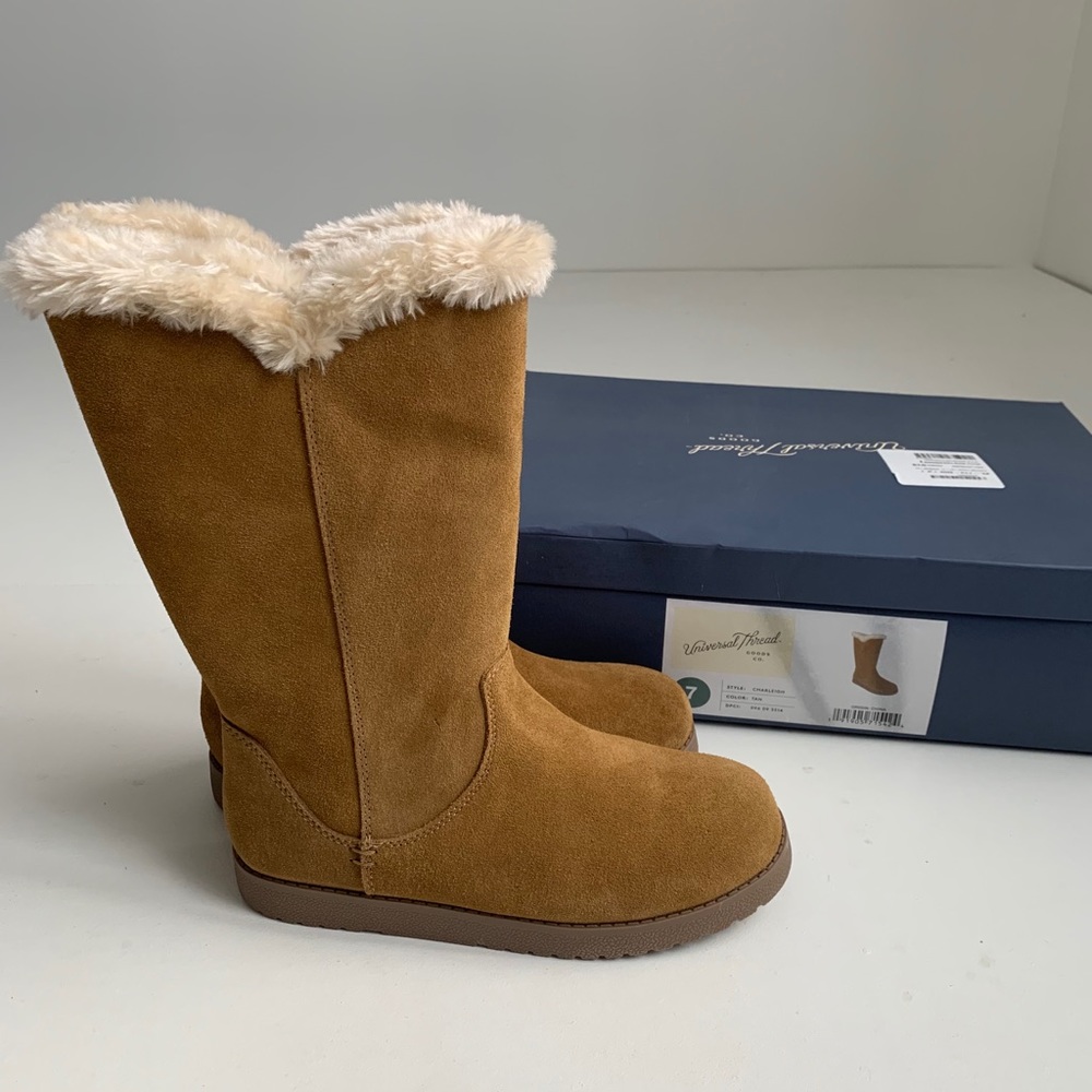 NEW Tan Furry Suede Winter Boots